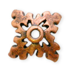 Bead Cap, JBB Pewter 8.7mm Leaf Design in Antique Copper Finish