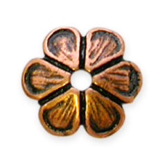 Bead Cap, JBB Pewter 7.5mm Petal Design in Antique Copper Finish