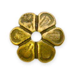 Bead Cap, JBB Pewter 7.5mm Petal Design in Antique Brass Finish