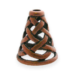 Cone End Cap, JBB Pewter 12.4x11mm Woven Design (inside 8.9mm) in Antique Copper Finish