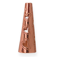 Cone End Cap, JBB Pewter 23.2x8.8mm Heart pattern (inside 7.5mm) in Antique Copper Finish