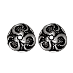 Tierracast Pewter, 8mm Lily Bead Cap - Antique Silver
