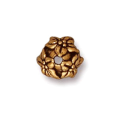 Tierracast Pewter, 7mm Jasmine Bead Cap - Antique Gold