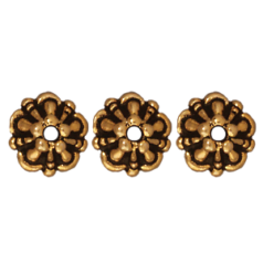 Tierracast Pewter 5mm Tiffany Bead Cap - Antique Gold
