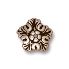 Tierracast Pewter 10mm Oak Leaf Bead Cap - Antique Silver