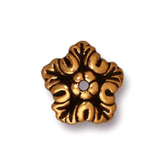 Tierracast Pewter 10mm Oak Leaf Bead Cap - Antique Gold