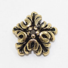 Pewter, Bead Cap 10mm Oak Leaf - Antique Gold