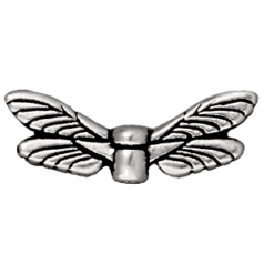 Tierracast Pewter Bead, 7x20mm Dragonfly Wings - Antique Silver