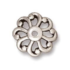 Tierracast Pewter 12mm Open Scalloped Bead Cap - Antique Silver