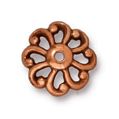 Tierracast Pewter 12mm Open Scalloped Bead Cap - Antique Copper