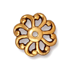 Tierracast Pewter 12mm Open Scalloped Bead Cap - Antique Gold