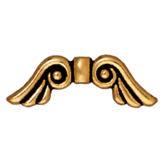 Tierracast Pewter Bead, 7x22mm Angel Wings - Antique Gold