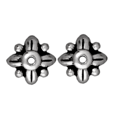 Tierracast Pewter 8mm Leaf Bead Cap - Antique Silver