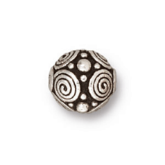 Tierracast Pewter Bead, 8mm Spirals - Antique Silver