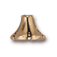 Tierracast Pewter 8.5x12mm Large Bell Flower Bead Cap - Antique Gold