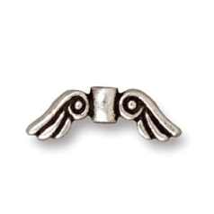 Tierracast Pewter Bead, 5x14mm Small Angel Wings - Antique Silver