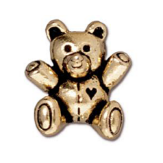 Tierracast Bead, Teddy Bear - Antique Gold