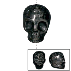 Tierracast Pewter Bead, 10.25 x 10.25mm Rose Skull - Black