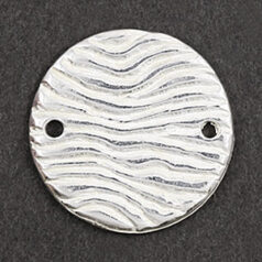 Link, JBB Pewter 15mm Disc with Wave Pattern, 2 holes in Silver Finish