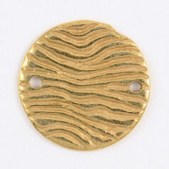 Link, JBB Pewter 15mm Disc with Wave Pattern, 2 holes in Gold Finish