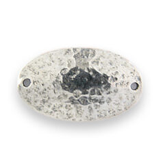 Link, B&B Benbassat 28x17mm Hammered One-sided, oval and domed in Antique Silver Finish