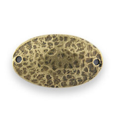 Link, B&B Benbassat 28x17mm Hammered One-sided, oval and domed in Antique Brass Finish