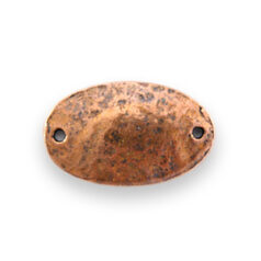 Link, B&B Benbassat 21x13mm Hammered One-sided, oval and domed in Antique Copper Finish