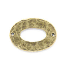 Link, B&B Benbassat 19x14mm Oval Hammered finish on both sides with 2 holes in Antique Brass Finish