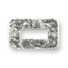 Link, B&B Benbassat Pewter 21x13mm Rectangle Hammered finish on both sides with 2 holes in Antique Silver Finish