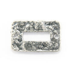 Link, B&B Benbassat Pewter 18x12mm Rectangle Hammered finish on both sides with 2 holes in Antique Silver Finish