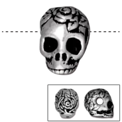 Tierracast Bead, 10x10mm Skull - Antique Silver (Hole Size: 2.5mm)