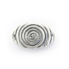 Link, B&B Benbassat Pewter 18x11mm Swirl Design, oval and domed in Antique Silver Finish