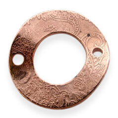 Link, JBB Pewter 19.5mm Circular with intricate pattern and 2 holes in Antique Copper Finish