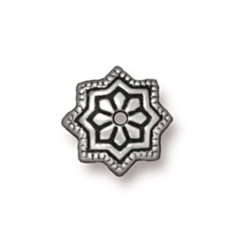 Tierracast Pewter Bead Cap, 8mm Talavera Star - Antique Silver