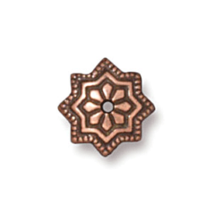Tierracast Pewter Bead Cap, 8mm Talavera Star - Antique Copper