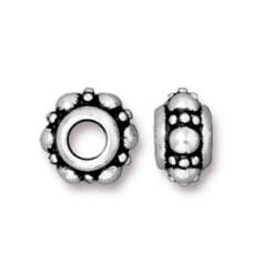 Tierracast Pewter Bead, 6x10mm Turkish Crown Euro Bead  - Antique Silver