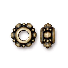 Tierracast Pewter Bead, 6x10mm Turkish Crown Euro Bead  - Brass Oxide