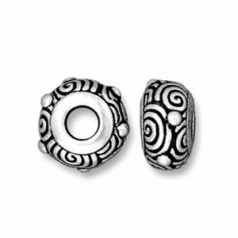 Tierracast Pewter Bead, 12x6.5mm Spiral Euro Bead - Antique Silver