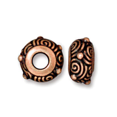 Tierracast Pewter Bead, 12x6.5mm Spiral Euro Bead - Antique Copper