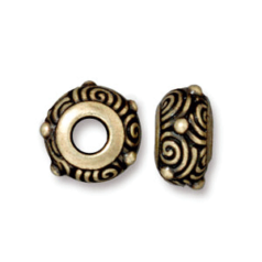 Tierracast Pewter Bead, 12x6.5mm Sprial Euro Bead - Brass Oxide