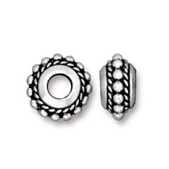 Tierracast Pewter Bead, 11x6mm Twisted Euro Bead - Antique Silver