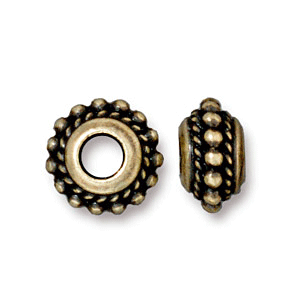 Tierracast Pewter Bead, 11x6mm Twisted Euro Bead - Brass Oxide