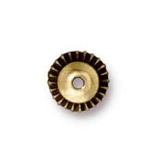 Tierracast Pewter Beaded Cap, 7mm Crown Bead Cap - Antique Gold