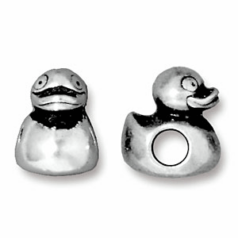 Tierracast Pewter Bead, Duck Euro Bead - Antique Silver