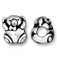 Tierracast Pewter Bead, Bear Euro Bead - Antique Silver