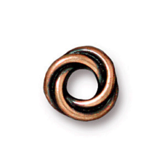 Tierracast Pewter Bead, 8mm Twisted Spacer - Antique Copper