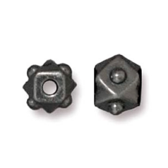 Tierracast Pewter Bead, 5mm Faceted Cube - Black