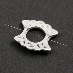 Link, JBB Pewter 16x15mm with Cuts and Dots both sides and 2 Hole in Silver Plated