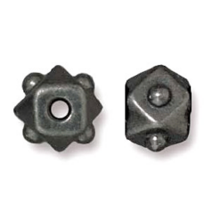 Tierracast Pewter Bead, 6mm Faceted Cube - Black