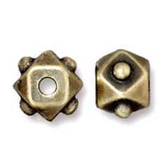 Tierracast Pewter Bead, 6mm Faceted Cube - Brass